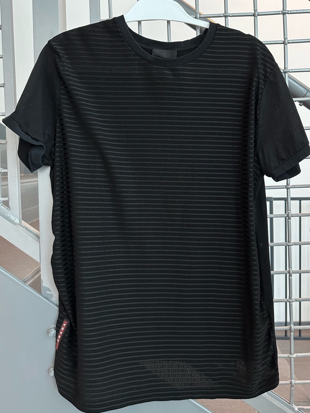 Men's Prada Black Short Sleeve Crew Neck Shirt Size M